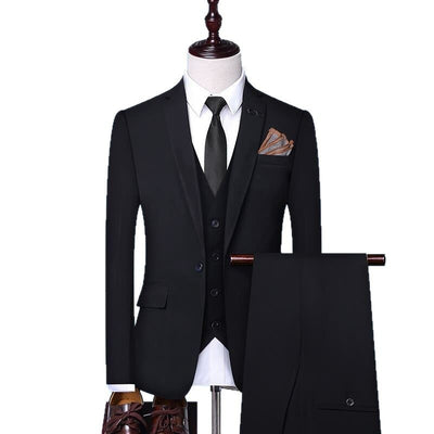 Traje de Novio Tres Piezas Color Sólido Premium - Image 5