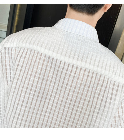 Camisa Cuadrillé Blanca con Drapeado Suelto - Image 16