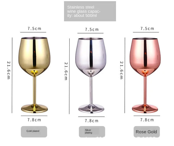 Copas de Champagne y Vino Tinto en Acero Inoxidable