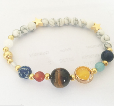 Pulsera de Cuentas de Piedra Natural Sistema Solar Ocho Planetas Galaxia Universo Estrella Guardiana - Image 25