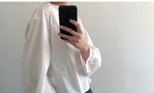 Blusa Suelta de Cuello Redondo con Mangas Linterna - Blanco para Mujer - Image 10