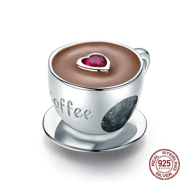 Taza de Café S925 con Detalles de Perlas
