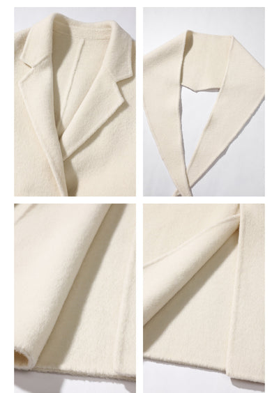 Abrigo de Lana Blanco Doble Botonadura para Mujer - Largo Reversible Otoño Invierno - Image 16