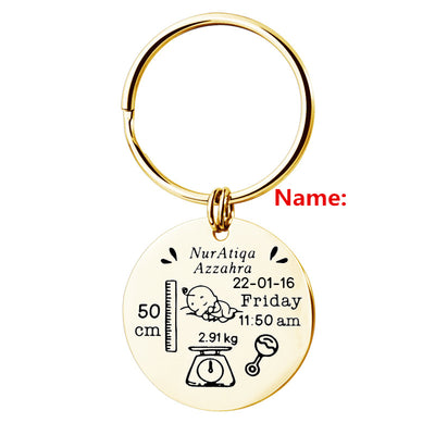 Llavero Redondo de Acero Inoxidable Personalizado para Nacimiento de Bebé - Image 7