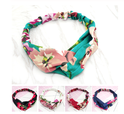 Banda Elástica para Cabello de Seda con Flores