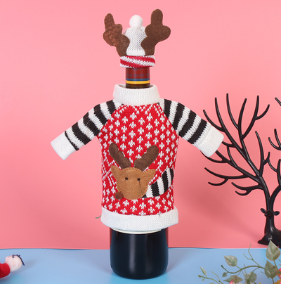 Set de Botellas de Vino con Suéter Tejido - Elegancia para Regalos y Celebraciones - Image 5