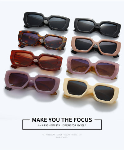 Beige square frame sunglasses with dark gray lenses, featuring a thick, fashion-forward design. - Image 30