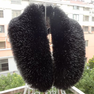 Cuello de Piel de Mapache Elegante con Sombrero de Copa y Chal Falso - Image 19
