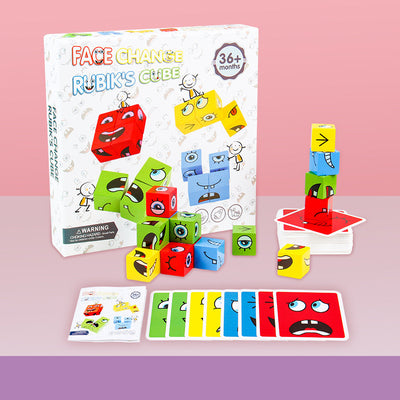 Cubo Mágico de Madera con Patrones de Expresiones - Bloques Educativos Montessori - Image 6
