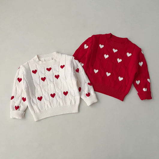 Suéter Infantil de Algodón Niño y Niña Cuello Redondo Rojo - Image 36