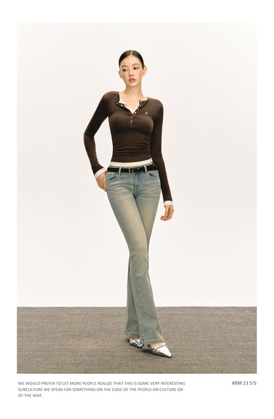 Camiseta Manga Larga Slim-fit con Cuello Falso Tejido Doble Capa - Image 28