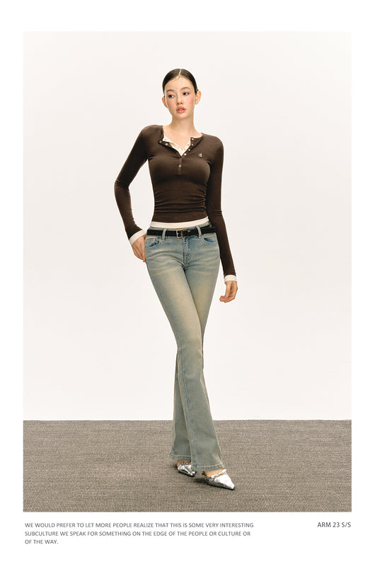 Camiseta Manga Larga Slim-fit con Cuello Falso Tejido Doble Capa - Image 28