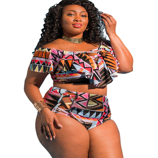 Traje de Baño Bikini Talle Alto Estampado con Tirante Único y Cuerdas Ajustables - Image 18