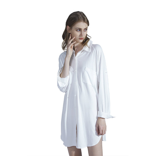 Pijama Camisón Mujer Talla Grande Cuello Camisero Cardigan Cómodo - Image 2