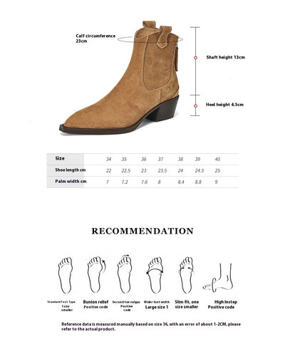 Botas Cortas con Tacón Robusto y Punta Afilada con Cierre Trasero para Mujer - Image 9