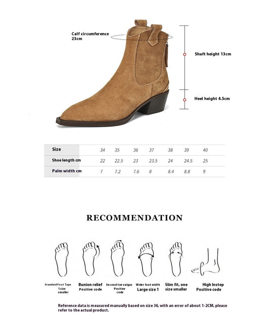 Botas Cortas con Tacón Robusto y Punta Afilada con Cierre Trasero para Mujer - Image 9