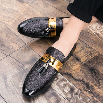 Zapatos de Cuero Ingleses Punta Afilada con Lentejuelas para Hombre - Talla Grande - Image 8