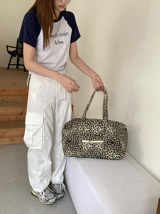 Bolsa de Hombro Estampado Leopardo en Lona para Mujer - Image 12