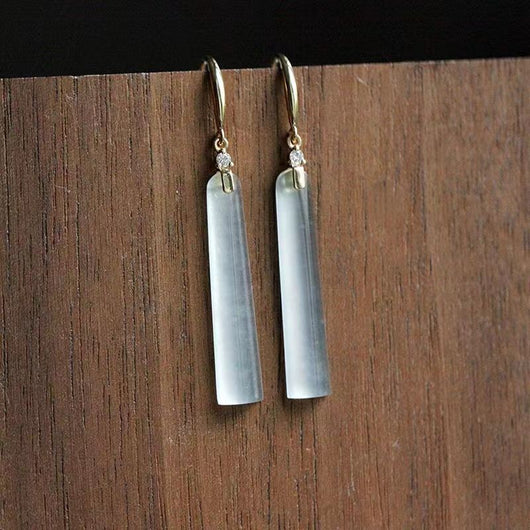 Aretes de Plata S925 Diseño Hielo Blanco Minimalista