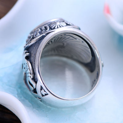 Anillo de Plata 925 Personalizado con Cristal Azul - Diseño Tótem Dominante para Hombre - Image 7
