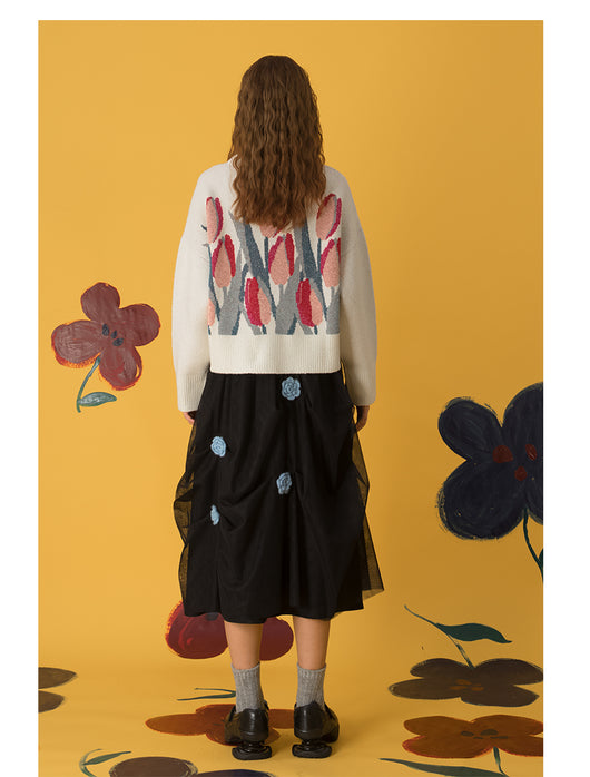 Suéter Holgado con Estampado Vintage de Tulipanes - Image 19