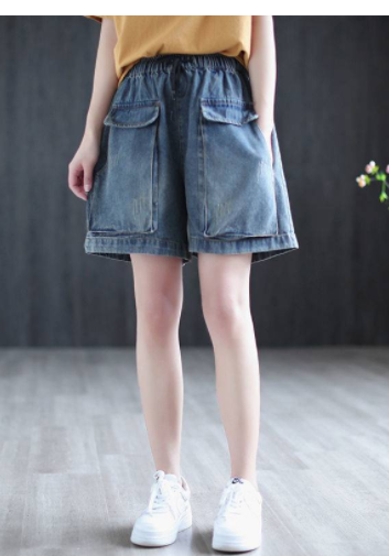 Shorts de Mezclilla Talle Alto Plus Size con Detalle Artístico Desgarrado y Pierna Ancha - Image 7