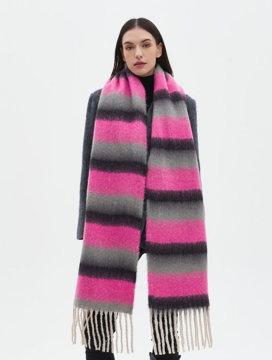 Bufanda Gruesa de Rayas con Flecos para Hombre y Mujer - Image 22