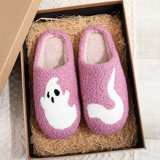 Pantuflas de Algodón Fantasma Halloween Púrpura