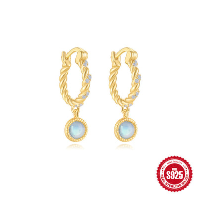 Aretes de Plata Esterlina S925 con Ópalo Azul y Diamantes - Diseño Europeo - Image 9