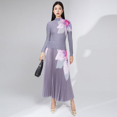 Conjunto de Falda Plisada Otoño - Traje Elegante de Dos Piezas para Mujer - Image 3