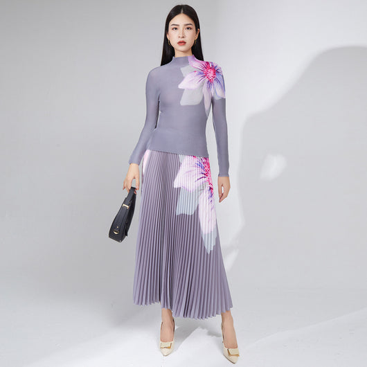 Conjunto de Falda Plisada Otoño - Traje Elegante de Dos Piezas para Mujer - Image 3