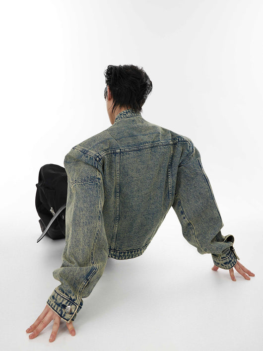 Chaqueta de Diseño Metalizado sin Cuello para Hombre - Image 5
