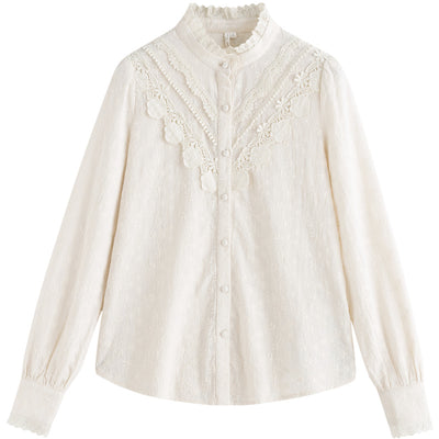 Blusa de Encaje Manga Larga Elegante Ajustada Efecto Adelgazante - Image 11