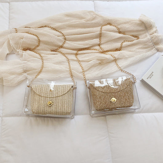 Bolsa Transparente Verano Tejida con Cadena - Diseño Fairy Chic