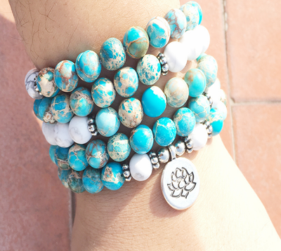 Pulsera Mala de Piedra Natural Howlita 108 Cuentas - Diseño Espiritual - Image 2