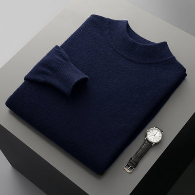 Suéter de Cuello Medio en Lana para Hombre - Pullover Ligero Otoño Invierno - Image 8