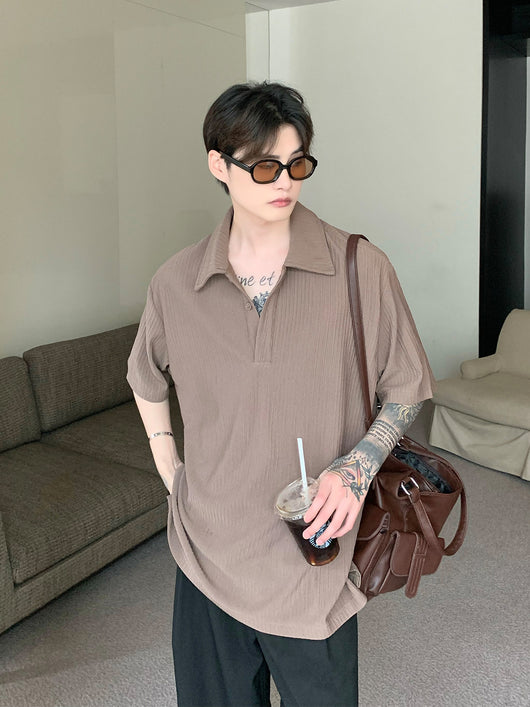 Camisa Casual de Cuello Solapa en Colores Lisos para Hombre - Image 9