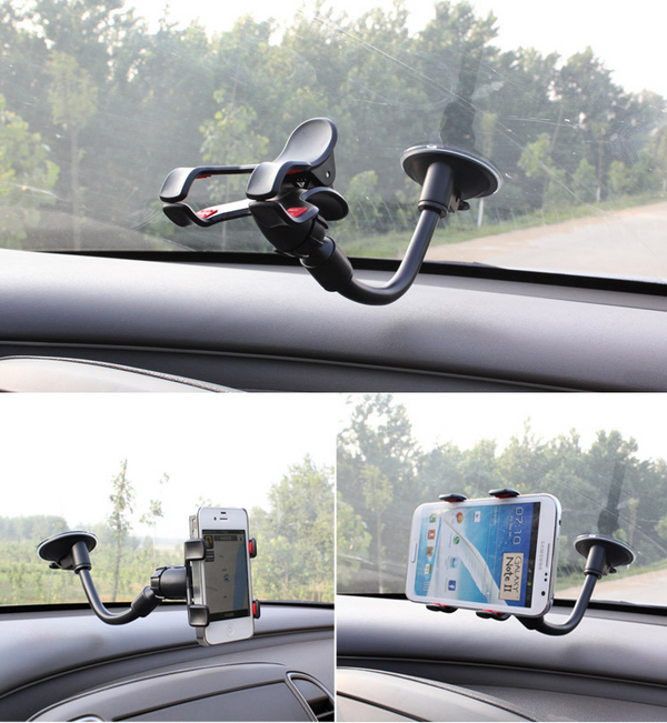 Soporte de Teléfono para Auto con Ventosa y Doble Pinza