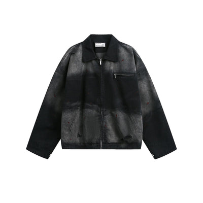 Chaqueta Denim Vintage Desgastada Estilo Retro Americano