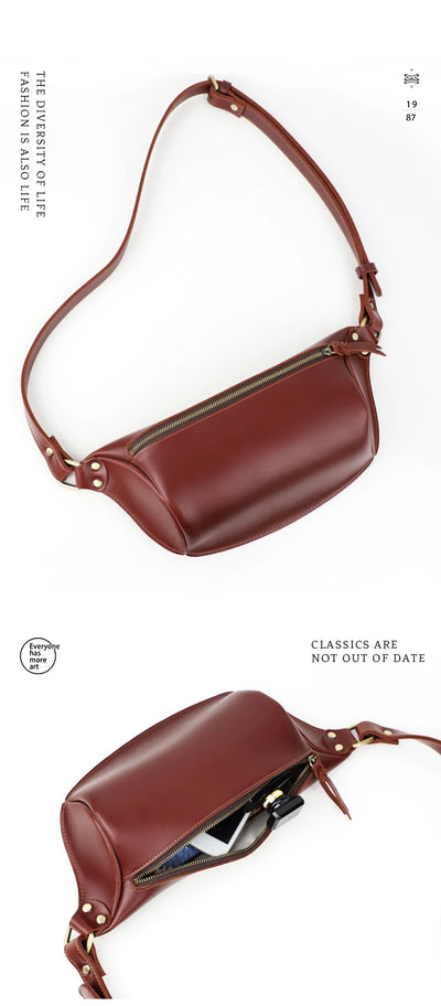 Bolso de Pecho de Cuero Genuino para Hombre - Bandolera Retro Estilo Casual - Image 22