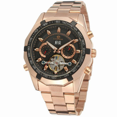 Reloj Mecánico Automático Tourbillon Acero Inoxidable Fondo Transparente Sumergible