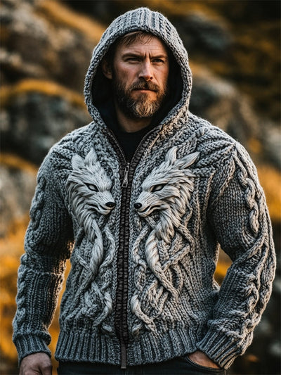 Suéter Hoodie de Punto Grueso Manga Larga para Hombre - Image 4