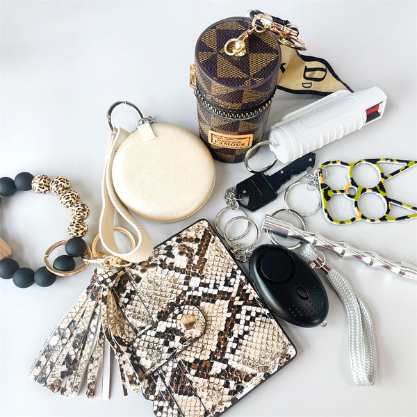 Set de Pulsera Llavero con Bolsa de Cosmético - Diseño Moderno
