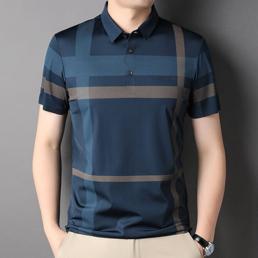 Polo Ejecutivo Juvenil Cuadros Holgado Casual de Negocios - Image 20