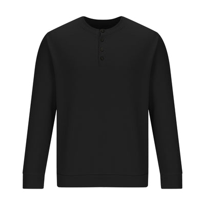 Camiseta Henley Suelta de Algodón Texturizado Manga Larga - Image 22