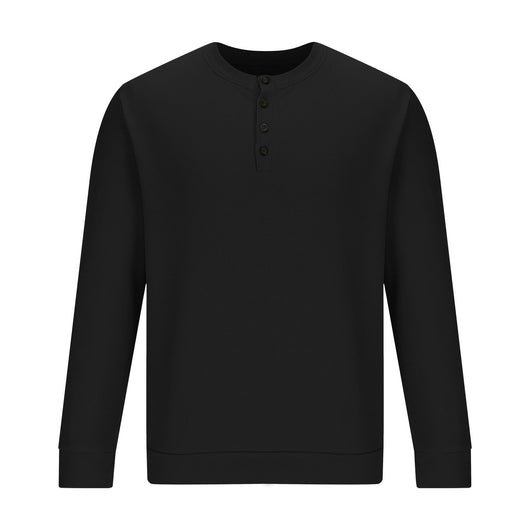 Camiseta Henley Suelta de Algodón Texturizado Manga Larga - Image 22