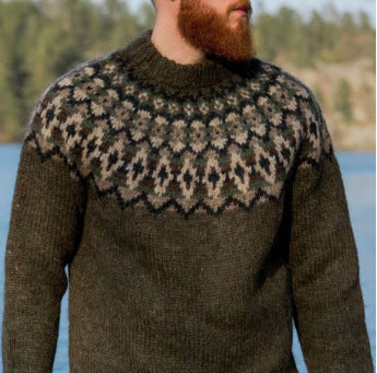 Suéter Clásico de Cuello Redondo y Manga Larga para Hombre - Image 4