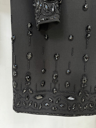 Conjunto Elegante con Top Corto y Falda Larga - Detalles de Diamantes y Abalorios - Image 23