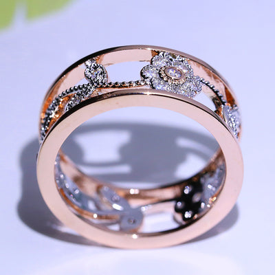 Anillo de Compromiso Flor de Diamante con Hojas de Vid - Regalo Perfecto para Bodas y Compromisos - Image 3