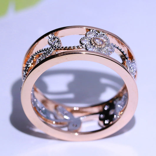 Anillo de Compromiso Flor de Diamante con Hojas de Vid - Regalo Perfecto para Bodas y Compromisos - Image 3
